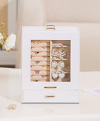 Homde Jewelry Organizer with Glass Window, 3 Drawers and Necklace Hooks-Homde
