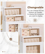 Homde Jewelry Organizer with Glass Window, 3 Drawers and Necklace Hooks-Homde