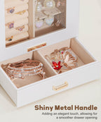 Homde Jewelry Organizer with Glass Window, 3 Drawers and Necklace Hooks-Homde