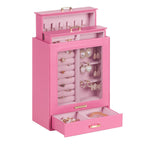 Homde Jewelry Organizer with Glass Window, 3 Drawers and Necklace Hooks-Homde