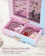 Homde Jewelry Organizer with Glass Window, 3 Drawers and Necklace Hooks-Homde