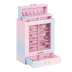 Homde Jewelry Organizer with Glass Window, 3 Drawers and Necklace Hooks-Homde