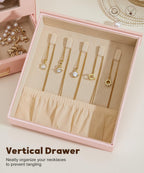 Homde Jewelry Organizer with Glass Window, 3 Drawers and Necklace Hooks-Homde