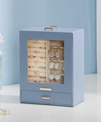 Homde Jewelry Organizer with Glass Window, 3 Drawers and Necklace Hooks-Homde