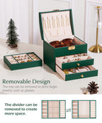 Homde Small Girls Jewelry Box with Lock, Removable Tray and 2 Drawers-Homde