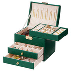 Homde Small Girls Jewelry Box with Lock, Removable Tray and 2 Drawers-Homde