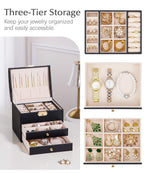Homde Small Girls Jewelry Box with Lock, Removable Tray and 2 Drawers-Homde