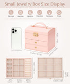 Homde Small Girls Jewelry Box with Lock, Removable Tray and 2 Drawers-Homde