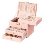 Homde Small Girls Jewelry Box with Lock, Removable Tray and 2 Drawers-Homde