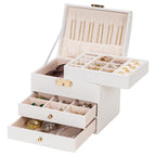 Homde Small Girls Jewelry Box with Lock, Removable Tray and 2 Drawers-Homde