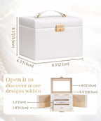 Homde Girls Jewelry Box with Lock, Mirror, 2 Drawers and Necklace Hooks-Homde