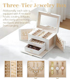 Homde Girls Jewelry Box with Lock, Mirror, 2 Drawers and Necklace Hooks-Homde