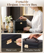 Homde Girls Jewelry Box with Lock, Mirror, 2 Drawers and Necklace Hooks-Homde
