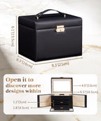 Homde Girls Jewelry Box with Lock, Mirror, 2 Drawers and Necklace Hooks-Homde