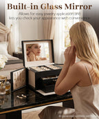 Homde Girls Jewelry Box with Lock, Mirror, 2 Drawers and Necklace Hooks-Homde