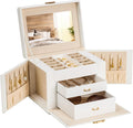 Homde Girls Jewelry Box with Lock, Mirror, 2 Drawers and Necklace Hooks-Homde