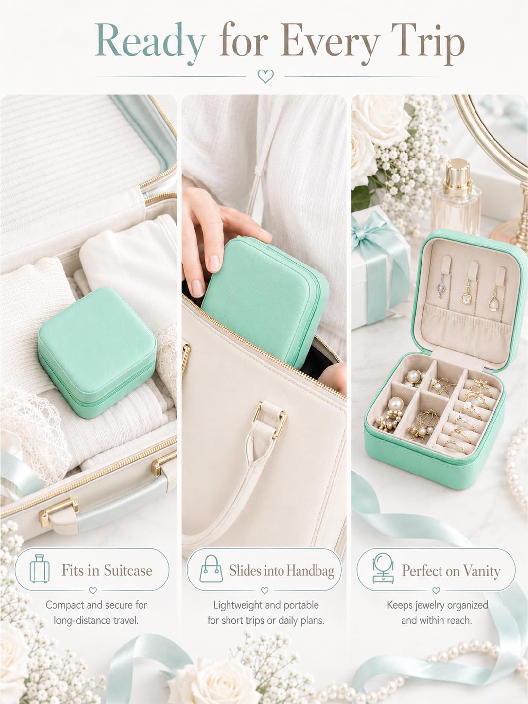 Homde 6-Pack Travel Jewelry Cases for Bridesmaids and Gifts-Homde