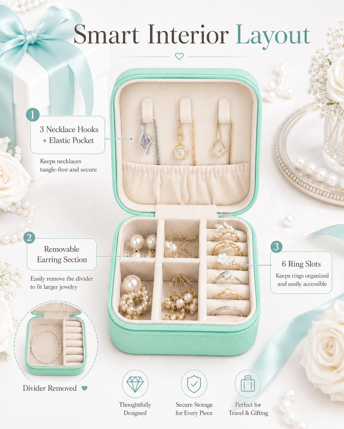 Homde 6-Pack Travel Jewelry Cases for Bridesmaids and Gifts-Homde