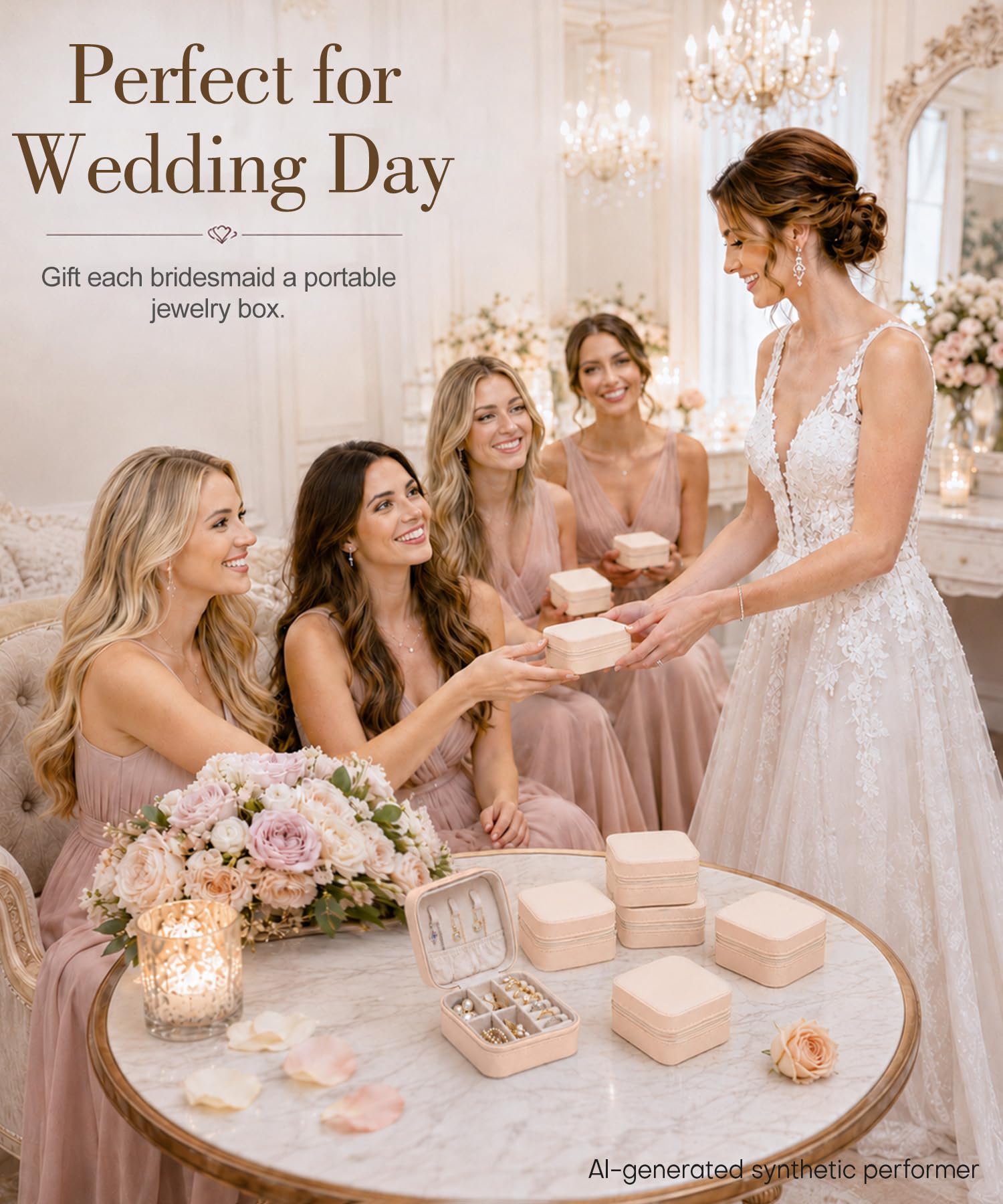 Homde 6-Pack Travel Jewelry Cases for Bridesmaids and Gifts-Homde