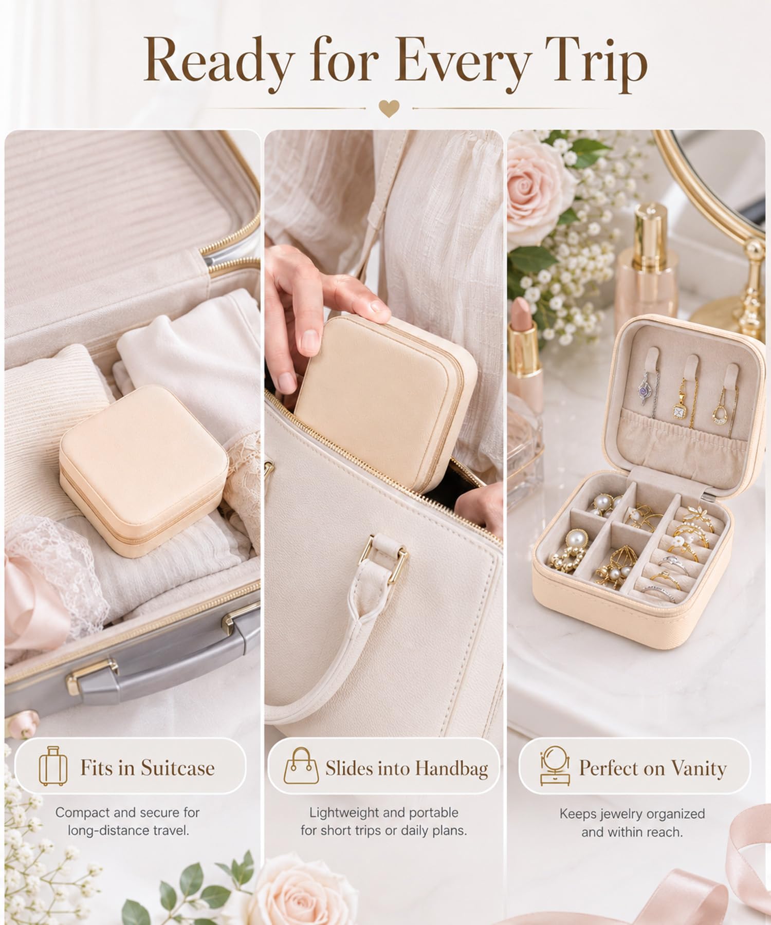 Homde 6-Pack Travel Jewelry Cases for Bridesmaids and Gifts-Homde