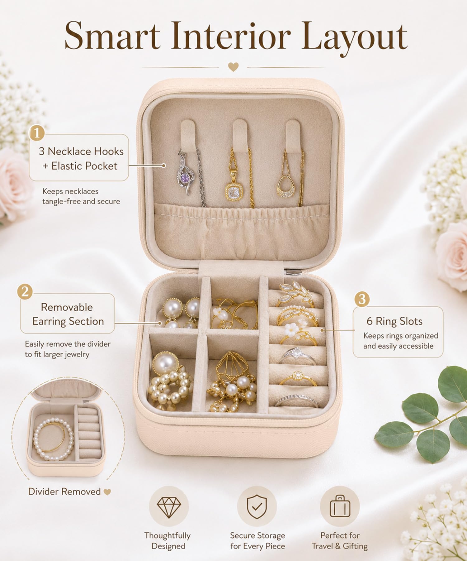 Homde 6-Pack Travel Jewelry Cases for Bridesmaids and Gifts-Homde