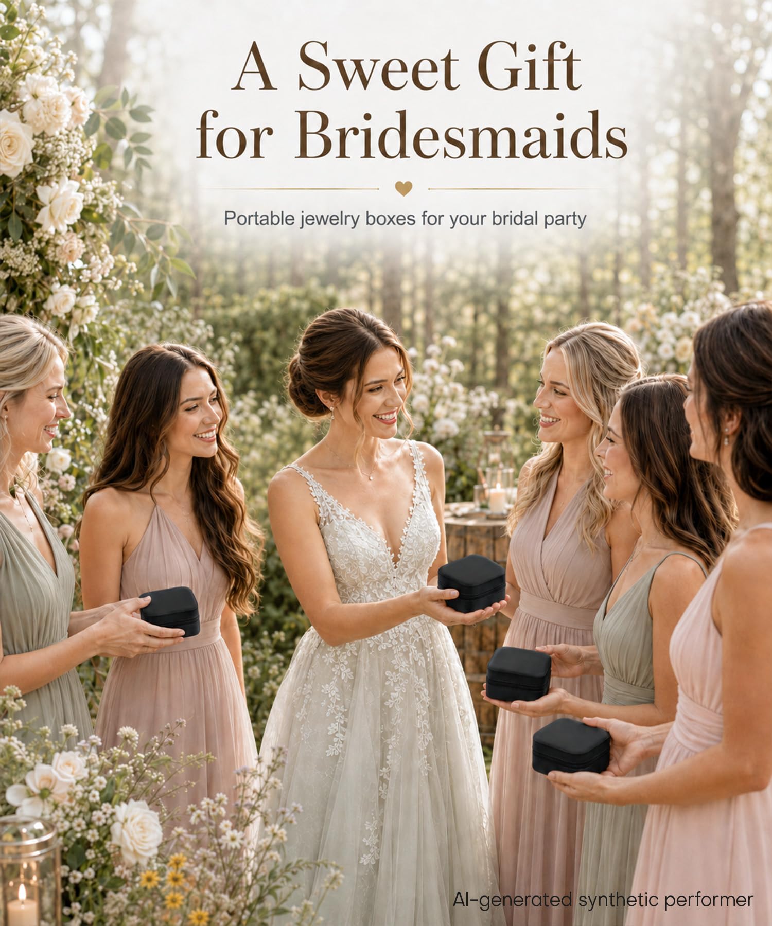 Homde 6-Pack Travel Jewelry Cases for Bridesmaids and Gifts-Homde
