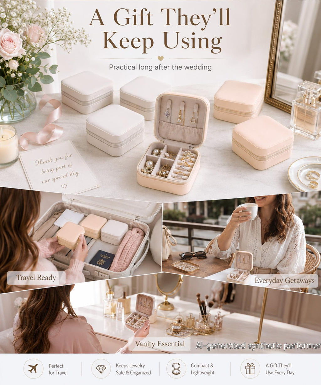 Homde 6-Pack Travel Jewelry Cases for Bridesmaids and Gifts-Homde