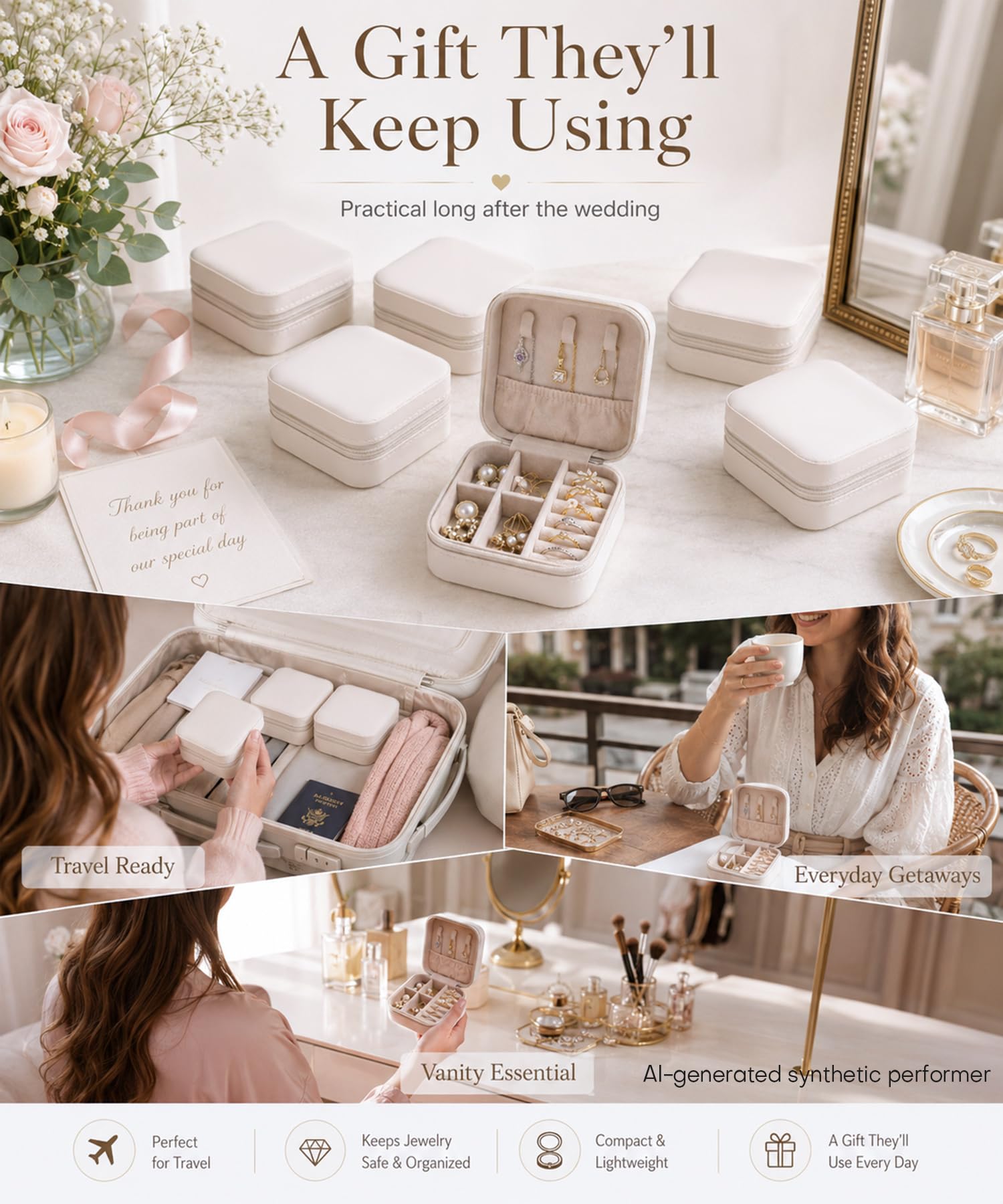 Homde 6-Pack Travel Jewelry Cases for Bridesmaids and Gifts-Homde