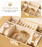 Homde Large Jewelry and Watch Box with Mirror, Lock and 4 Drawers-23-Homde