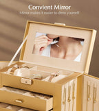 Homde Large Jewelry and Watch Box with Mirror, Lock and 4 Drawers-26-Homde