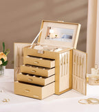 Homde Large Jewelry and Watch Box with Mirror, Lock and 4 Drawers-27-Homde