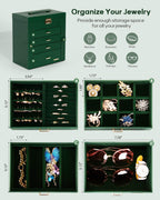 Homde Large Jewelry and Watch Box with Mirror, Lock and 4 Drawers-46-Homde
