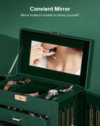 Homde Large Jewelry and Watch Box with Mirror, Lock and 4 Drawers-49-Homde