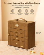 Homde Large Jewelry and Watch Box with Mirror, Lock and 4 Drawers-53-Homde