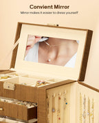 Homde Large Jewelry and Watch Box with Mirror, Lock and 4 Drawers-58-Homde