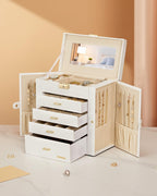 Homde Large Jewelry and Watch Box with Mirror, Lock and 4 Drawers-67-Homde
