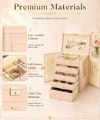 Homde Large Jewelry and Watch Box with Mirror, Lock and 4 Drawers-75-Homde