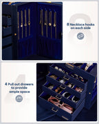 Homde Large Jewelry and Watch Box with Mirror, Lock and 4 Drawers-80-Homde