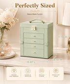 Homde Large Jewelry and Watch Box with Mirror, Lock and 4 Drawers-89-Homde