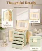 Homde Large Jewelry and Watch Box with Mirror, Lock and 4 Drawers-92-Homde