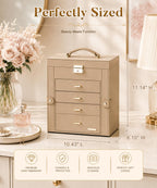 Homde Large Jewelry and Watch Box with Mirror, Lock and 4 Drawers-97-Homde