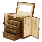 Homde Large Jewelry and Watch Box with Mirror, Lock and 4 Drawers-Brown-11-Homde