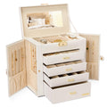 Homde Large Jewelry and Watch Box with Mirror, Lock and 4 Drawers-White-10-Homde