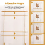 Kids Bamboo Clothing Rack with 2 Storage Baskets and Adjustable Rods-Homde