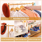 Kids Bamboo Clothing Rack with 2 Storage Baskets and Adjustable Rods-Homde