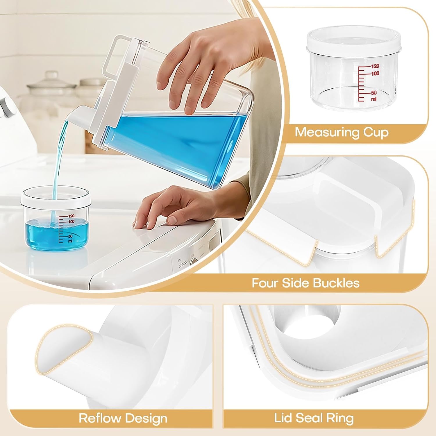 Homde Clear Laundry Detergent Dispenser Set with Pods Containers and Labels-Homde