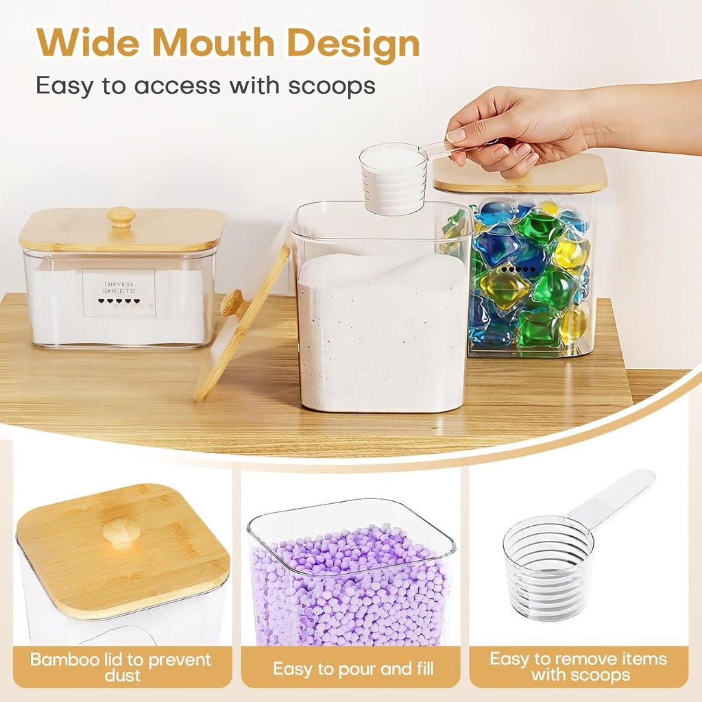 Homde Clear Laundry Detergent Dispenser Set with Pods Containers and Labels-Homde