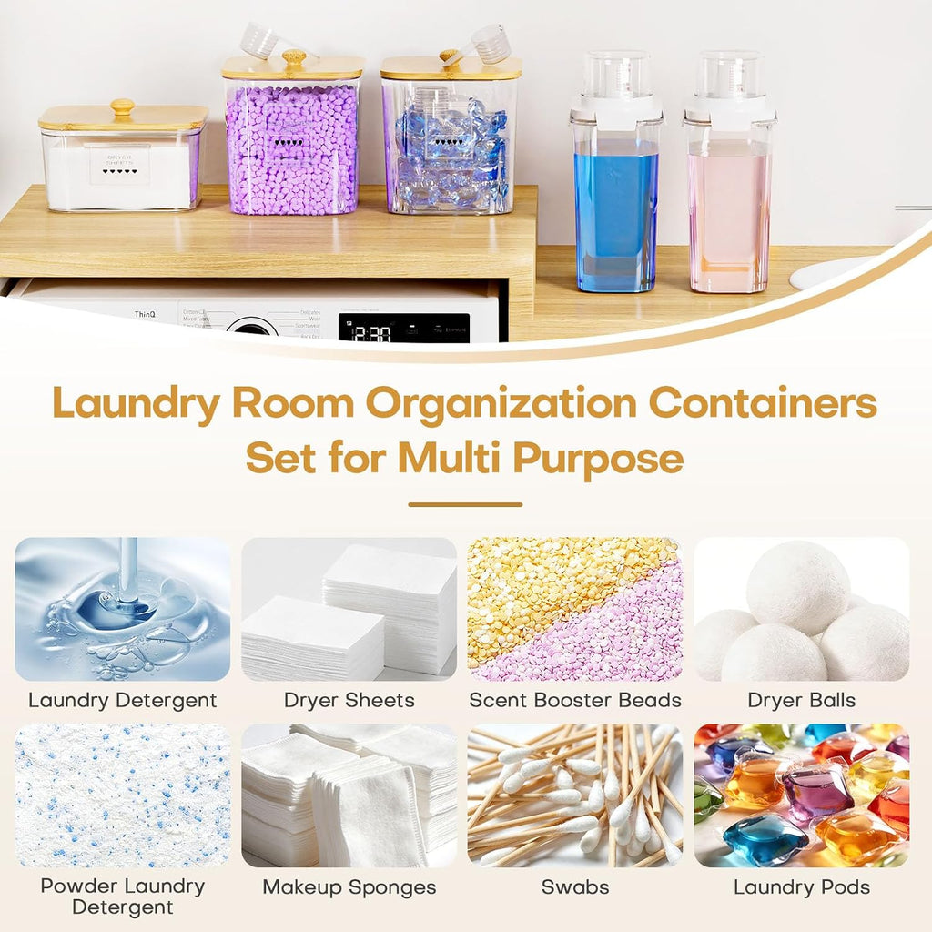 Homde Clear Laundry Detergent Dispenser Set with Pods Containers and Labels-Homde