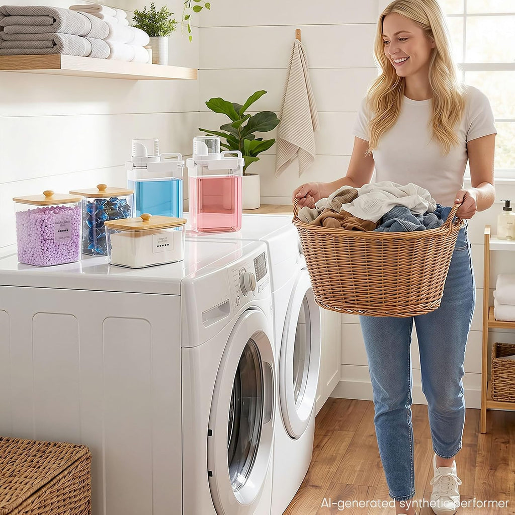 Homde Clear Laundry Detergent Dispenser Set with Pods Containers and Labels-Homde