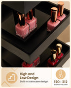 Homde 360° Rotating Nail Polish Organizer, 4-Tier Bamboo Display Rack-Homde